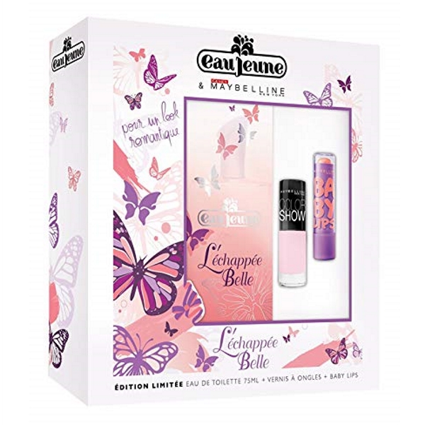 EAU JEUNE - Coffret Echappe Belle Eau de Toilette 75 ml + Vernis ColorShow + Baby Lips MAYBELLINE