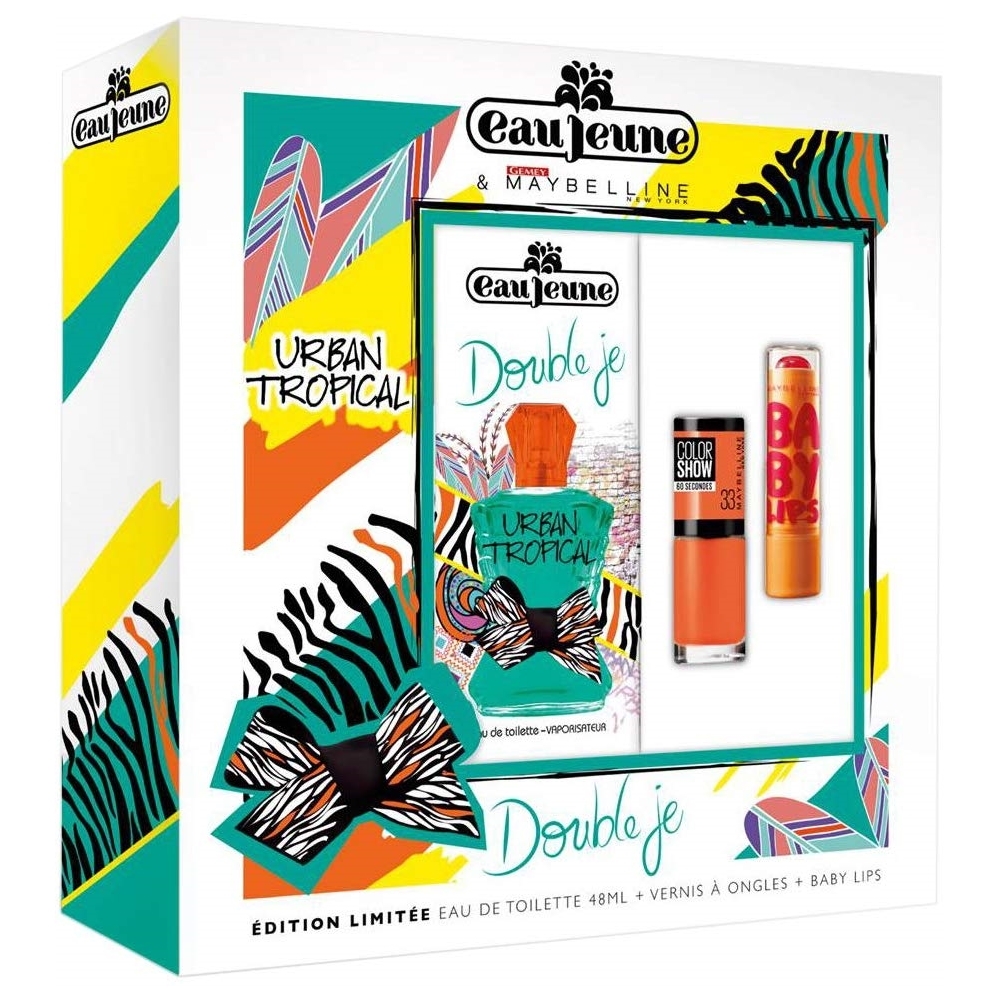 EAU JEUNE - Coffret Double Je Urban Tropical Eau de Toilette 48 ml + Vernis ColorShow + Baby Lips MAYBELLINE