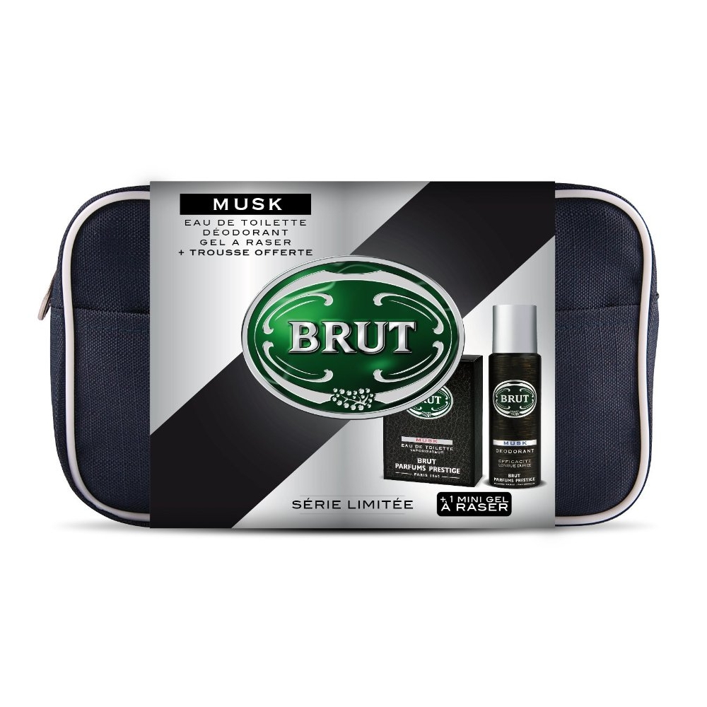BRUT - Coffret Brut Musk Eau de Toilette + Dodorant + Gel  Raser + Trousse de Toilette