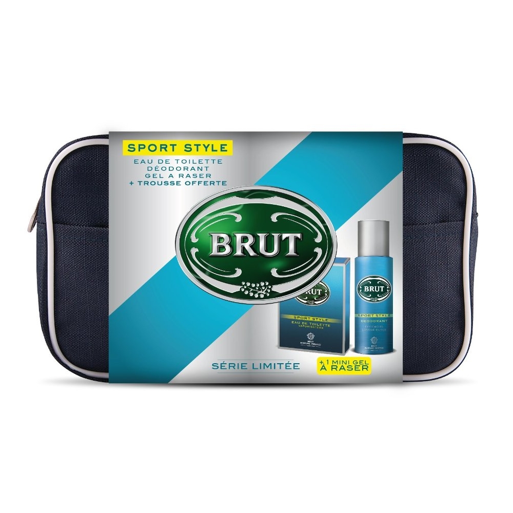 BRUT - Coffret Brut Sport Style Eau de Toilette + Dodorant + Gel  Raser + Trousse de Toilette