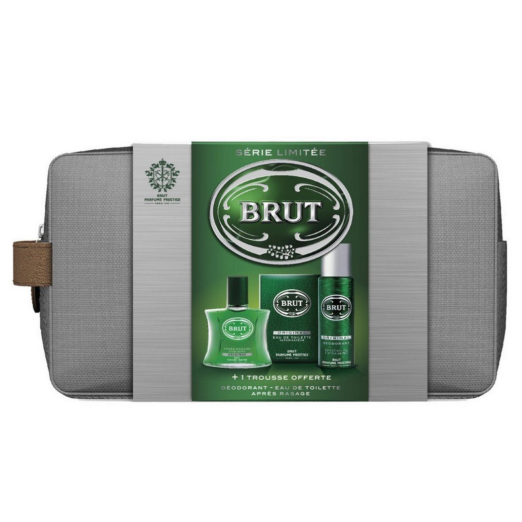 BRUT - Coffret 2017 Brut Original Eau de Toilette + Dodorant + Gel  Raser + Trousse de Toilette