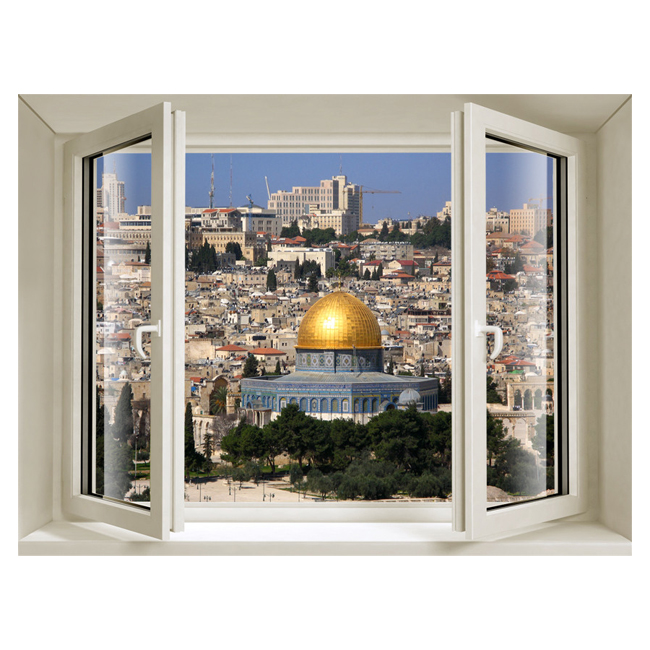 NISHA - Dcoration Stickers Illusion 3D Fentre vue sur Jerusalem 49cmx69cm