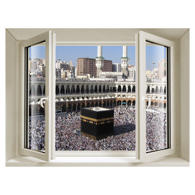 NISHA - Dcoration Stickers Illusion 3D Fentre vue sur la Mecque 49cmx69cm