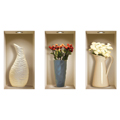 NISHA - Dcoration Stickers Illusion 3D Vases  fleurs 22cmx42cm - Lot de 3