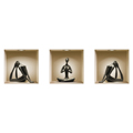 NISHA - Dcoration Stickers Illusion 3D Statues noires 32cmx32cm - Lot de 3